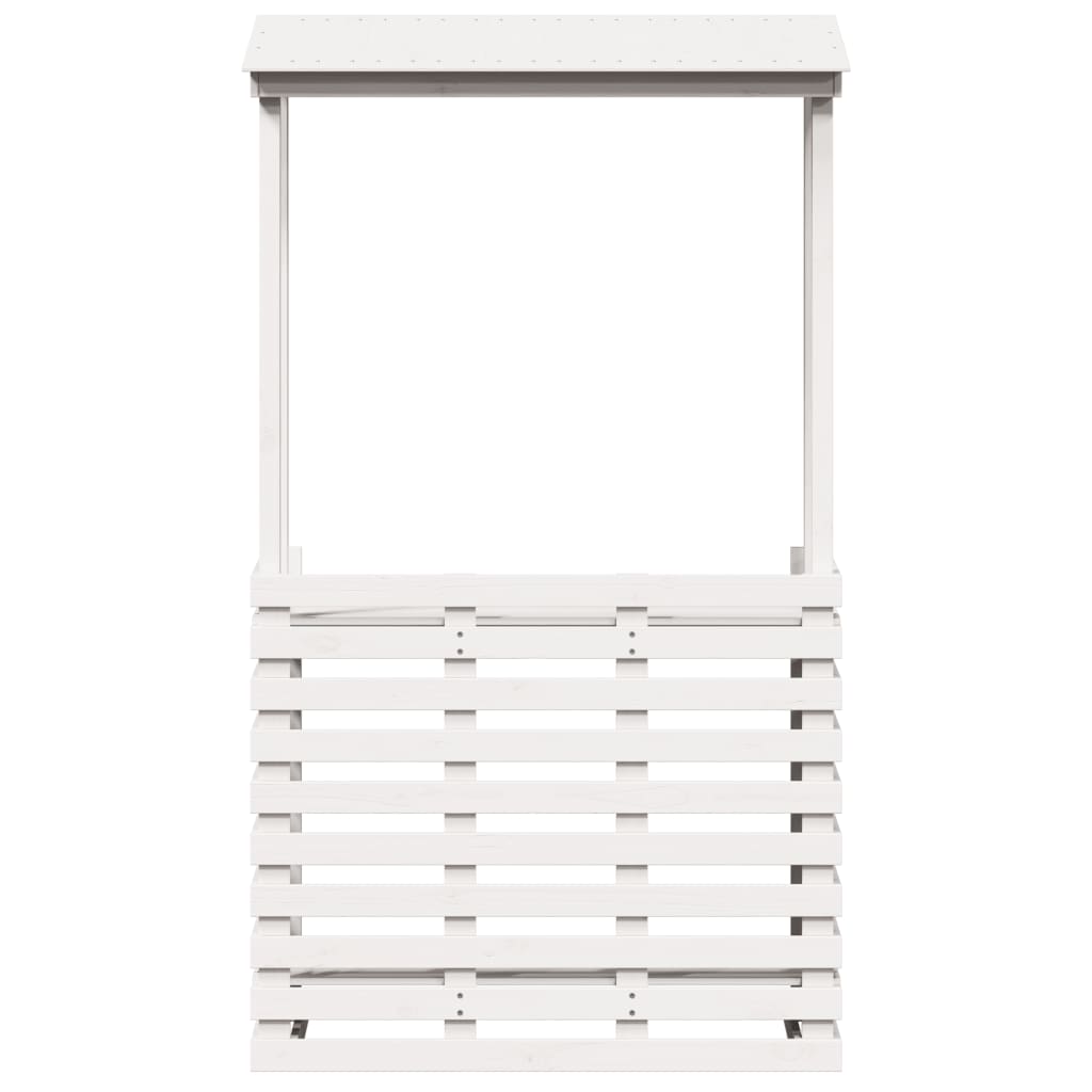 Masă bar de exterior cu acoperiș, alb, 112,5x57x195,5 cm, lemn GartenMobel Dekor