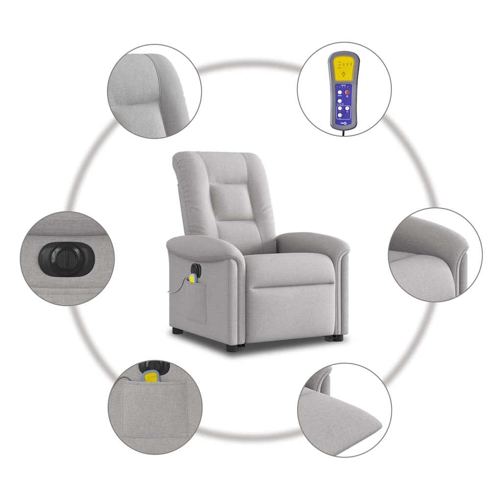 Scaun electric pentru masaj picioare în picioare stofa gri nor GartenMobel Dekor