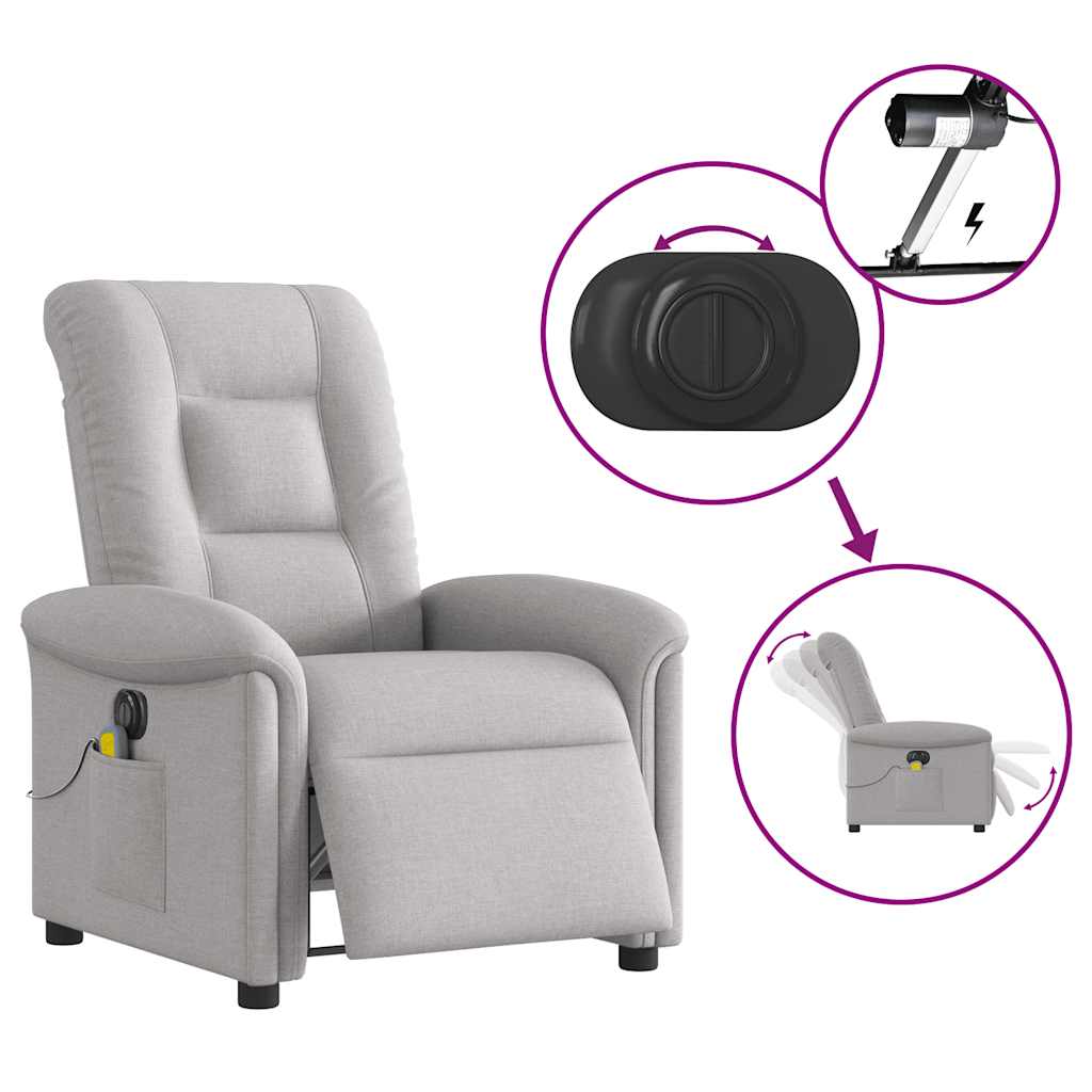 Scaun reclinabil electric pentru masaj Cloud Grey Fabric GartenMobel Dekor