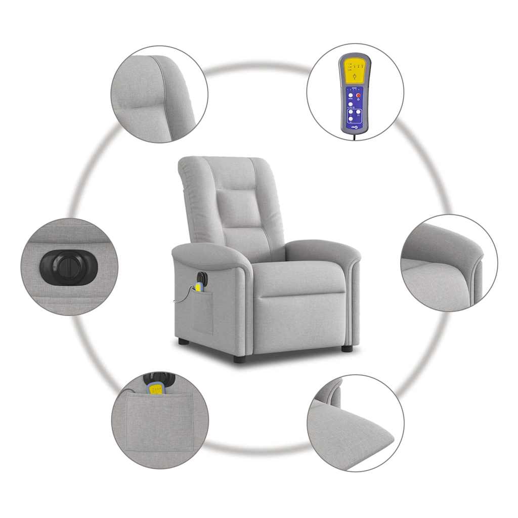 Scaun reclinabil electric pentru masaj Cloud Grey Fabric GartenMobel Dekor