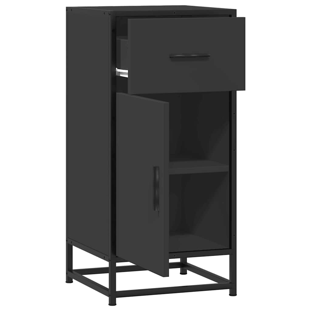 Dulap, negru, 35,5x35x76 cm, lemn prelucrat și metal GartenMobel Dekor