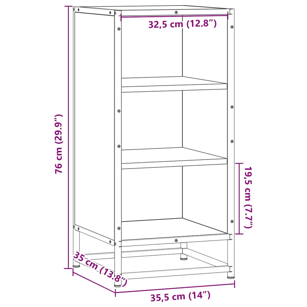 Dulap, negru, 35,5x35x76 cm, lemn prelucrat și metal GartenMobel Dekor