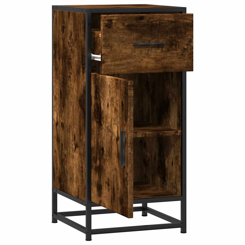 Dulap, stejar fumuriu, 35,5x35x76 cm, lemn prelucrat și metal GartenMobel Dekor