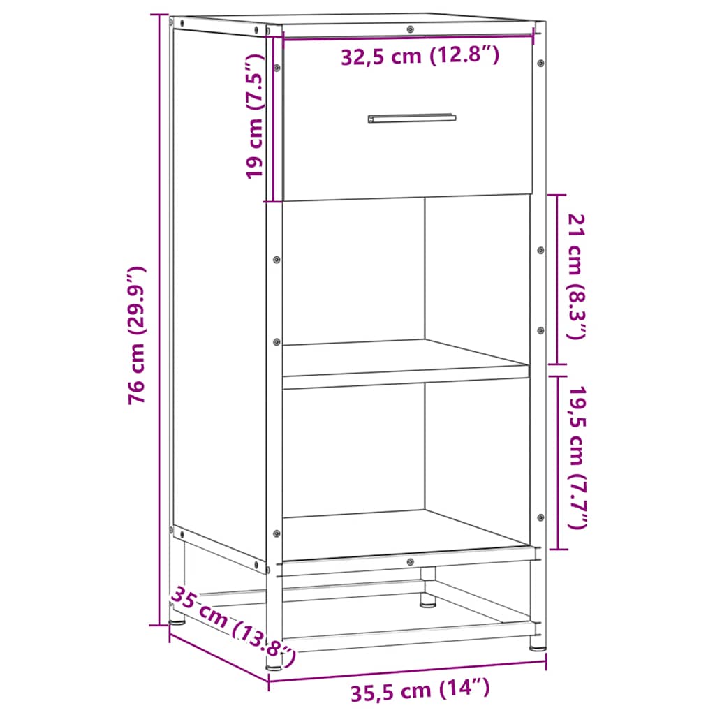 Dulap, stejar maro, 35,5x35x76 cm, lemn prelucrat și metal GartenMobel Dekor