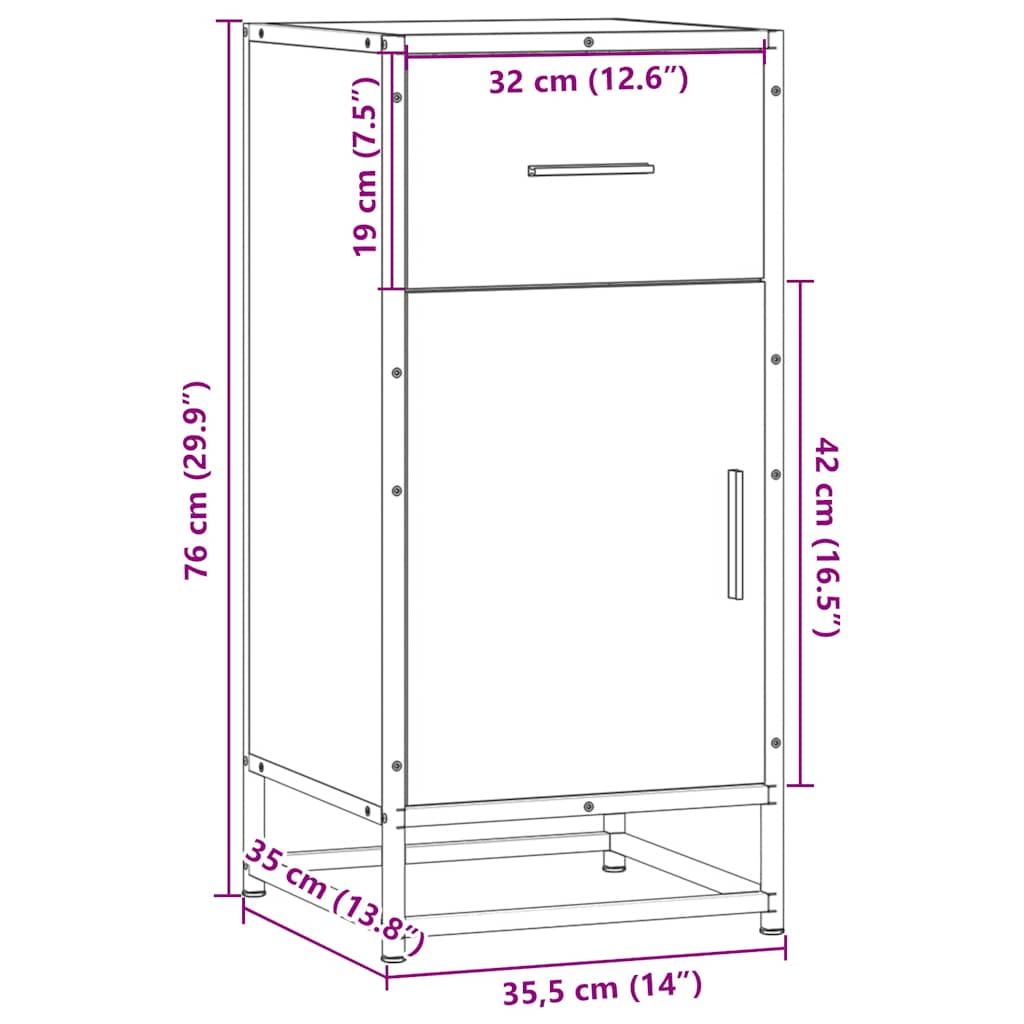 Dulap, stejar sonoma, 35,5x35x76 cm, lemn prelucrat și metal GartenMobel Dekor