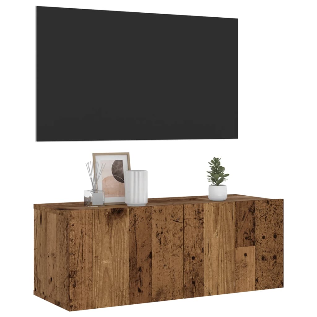 Dulap TV de perete, lemn vechi, 80x30x30 cm, lemn prelucrat GartenMobel Dekor
