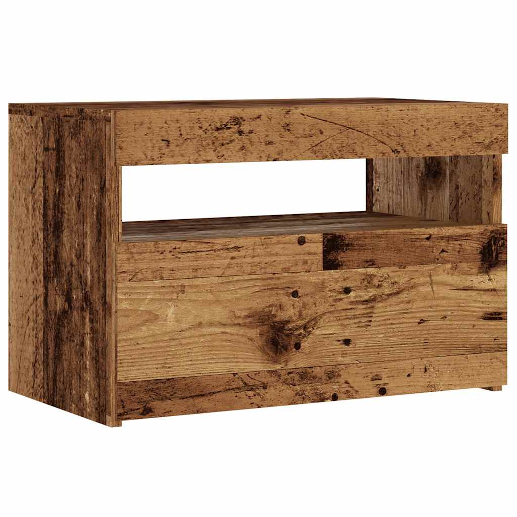 Dulap TV cu lumini LED lemn vechi 60x35x40 cm lemn prelucrat GartenMobel Dekor