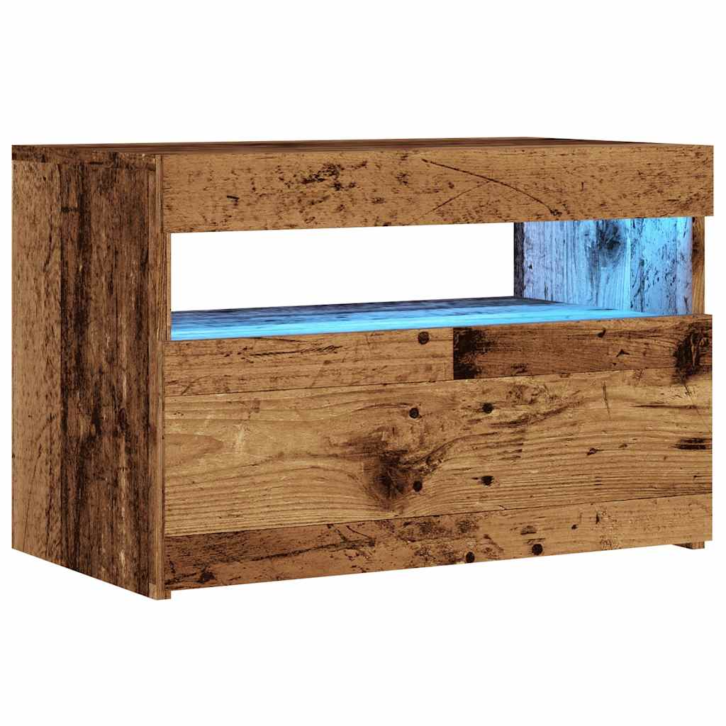 Dulap TV cu lumini LED lemn vechi 60x35x40 cm lemn prelucrat GartenMobel Dekor