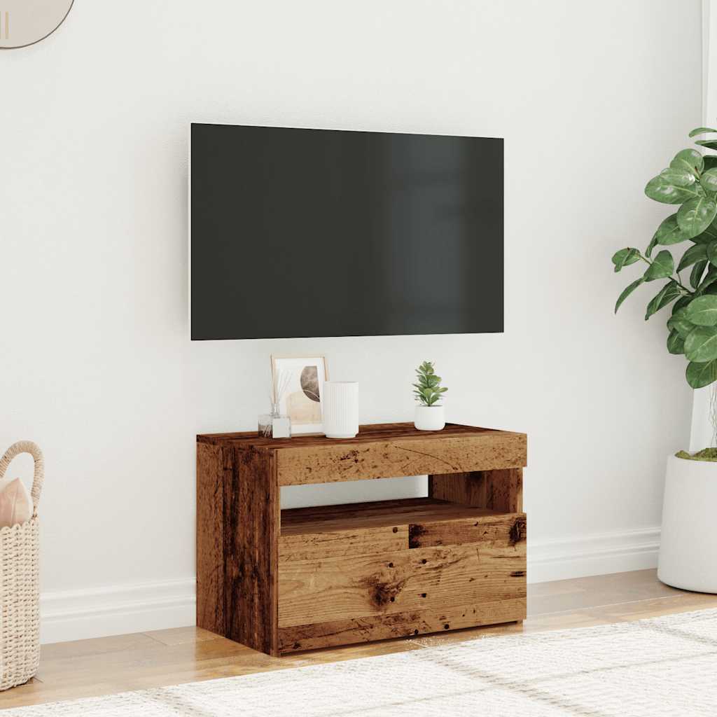 Dulap TV cu lumini LED lemn vechi 60x35x40 cm lemn prelucrat GartenMobel Dekor