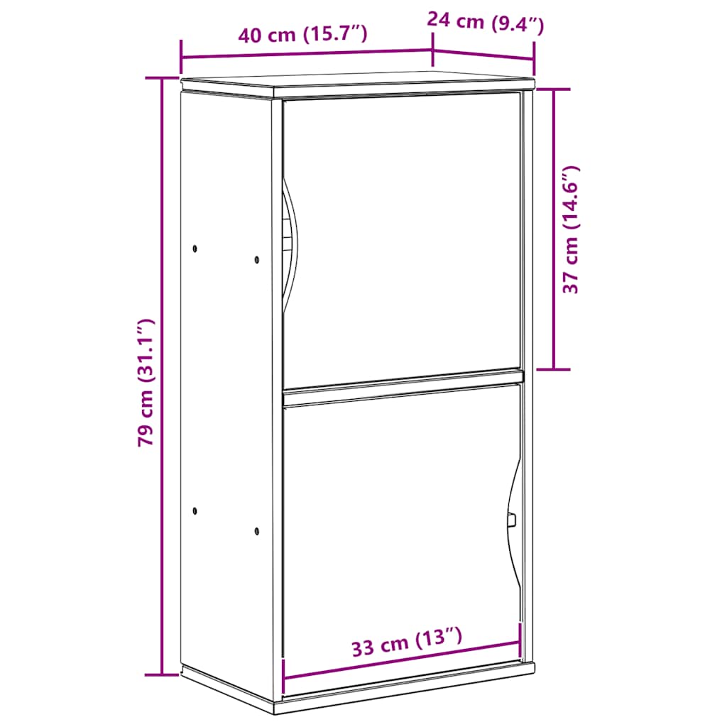 Dulap lateral „ODDA” alb 40x24x79 cm, lemn masiv de pin GartenMobel Dekor