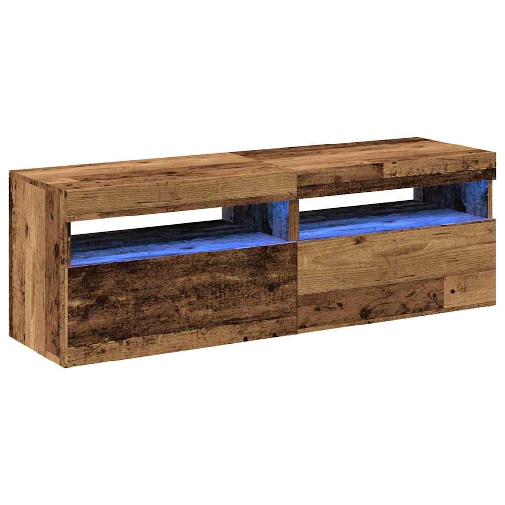 Dulapuri TV cu lumini LED, 2 buc., lemn vechi, lemn prelucrat GartenMobel Dekor