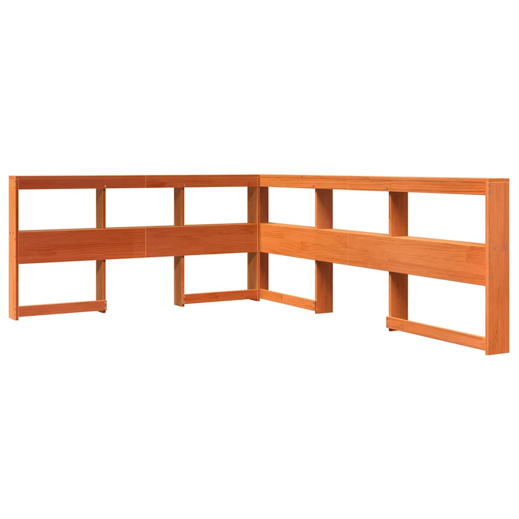 Pat cu bibliotecă fără saltea maro 140x190 cm lemn masiv de pin GartenMobel Dekor