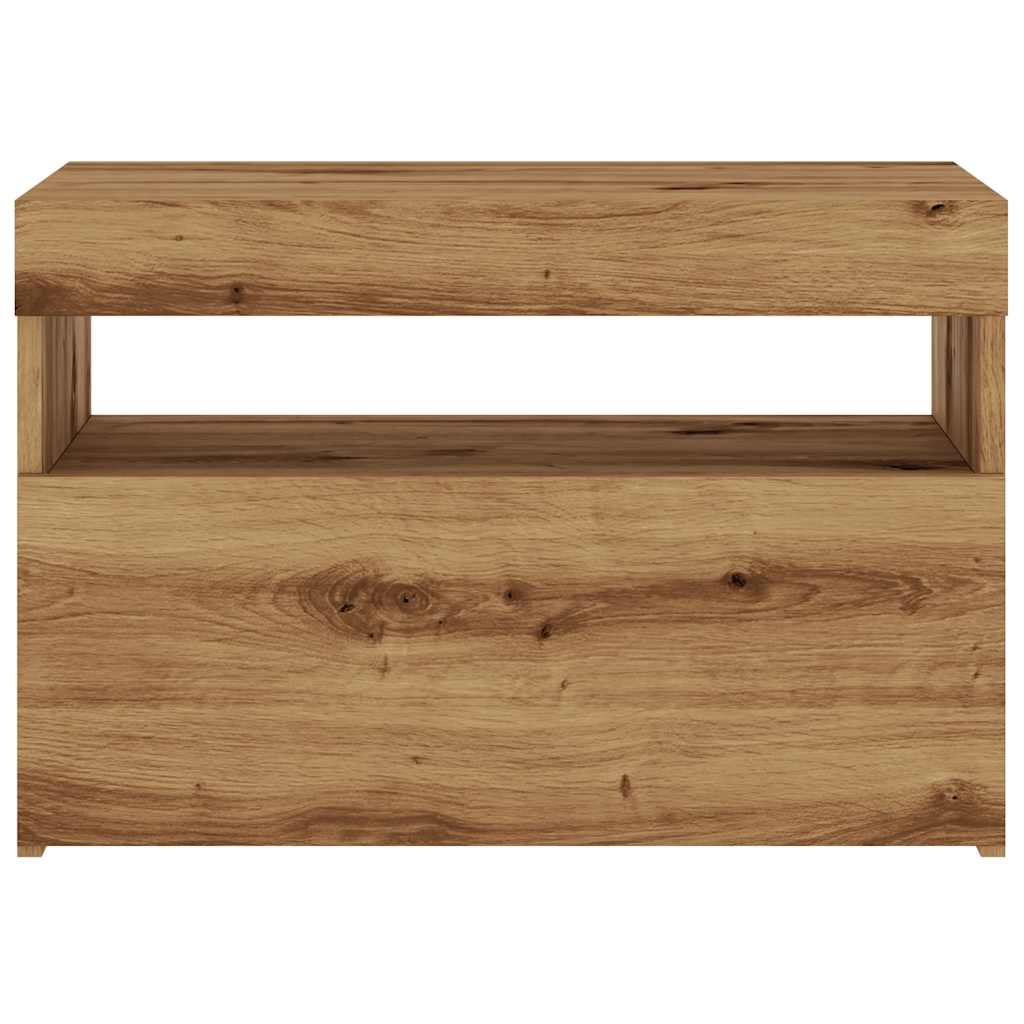 Dulap TV cu LED stejar artizanal 60x35x40 cm lemn prelucrat GartenMobel Dekor