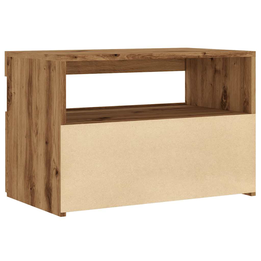 Dulap TV cu LED stejar artizanal 60x35x40 cm lemn prelucrat GartenMobel Dekor
