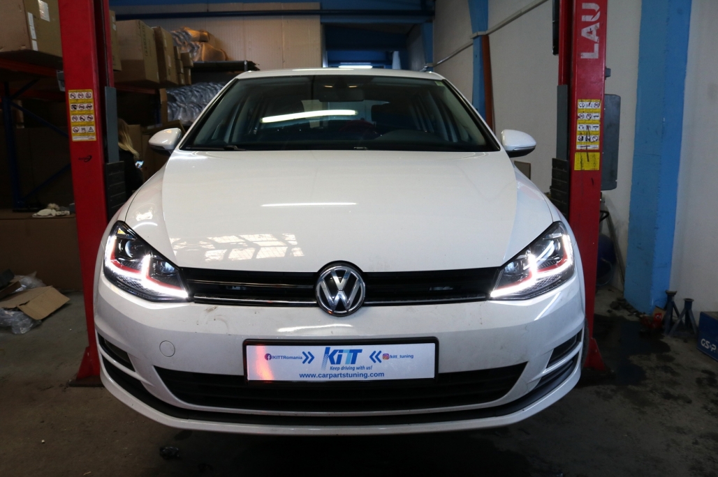 Faruri LED RHD VW Golf 7 VII (2012-2017) Facelift G7.5 GTI Look cu Semnal Dinamic Performance AutoTuning