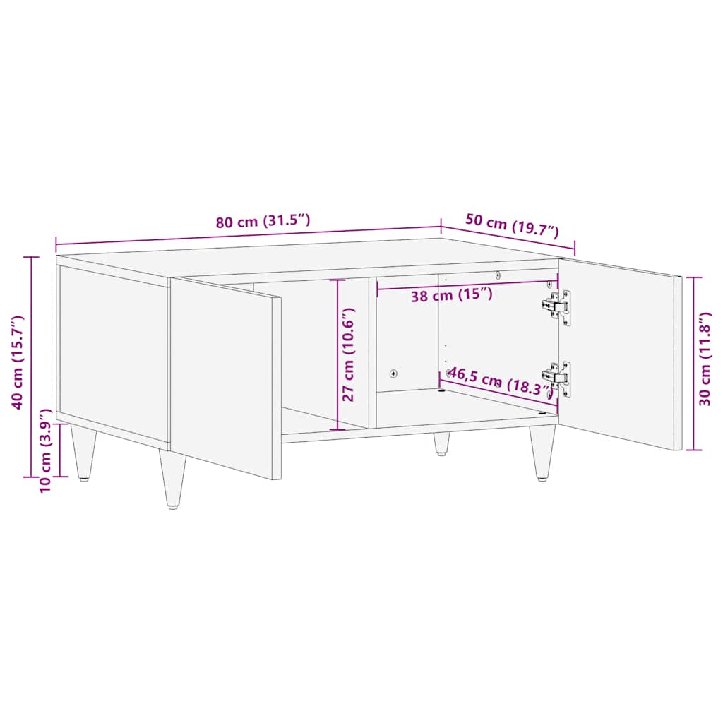 Masuta de cafea gri deschis 80x50x40 cm lemn masiv de mango GartenMobel Dekor