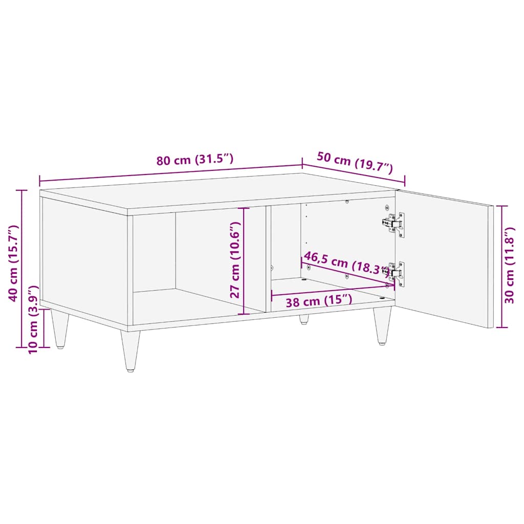 Masuta de cafea gri deschis 80x50x40 cm lemn masiv de mango GartenMobel Dekor