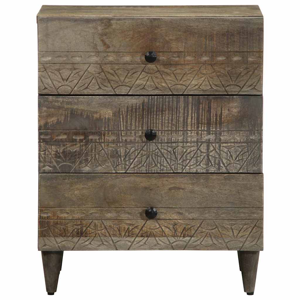 Noptiera gri deschis 50x33x60 cm lemn masiv de mango GartenMobel Dekor