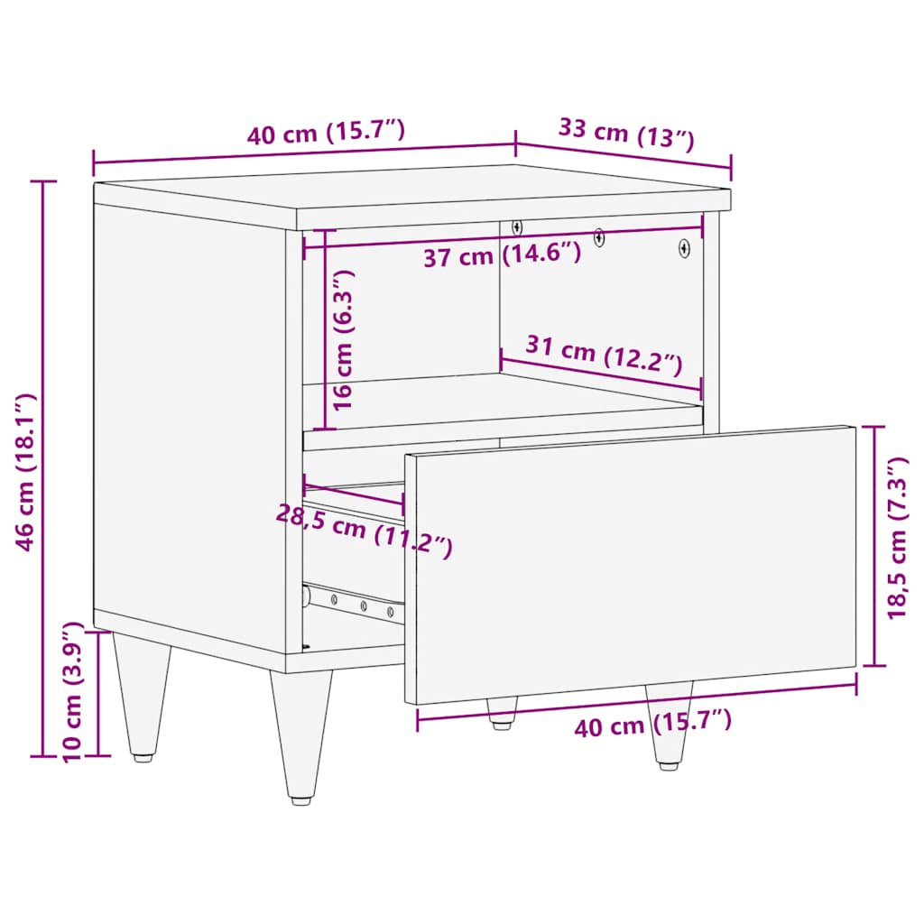 Noptiere 2 buc Gri deschis 40x33x46 cm Lemn masiv de mango GartenMobel Dekor