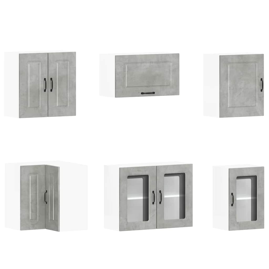 Set dulapuri de bucătărie 11 piese „Kalmar” gri beton Lemn GartenMobel Dekor