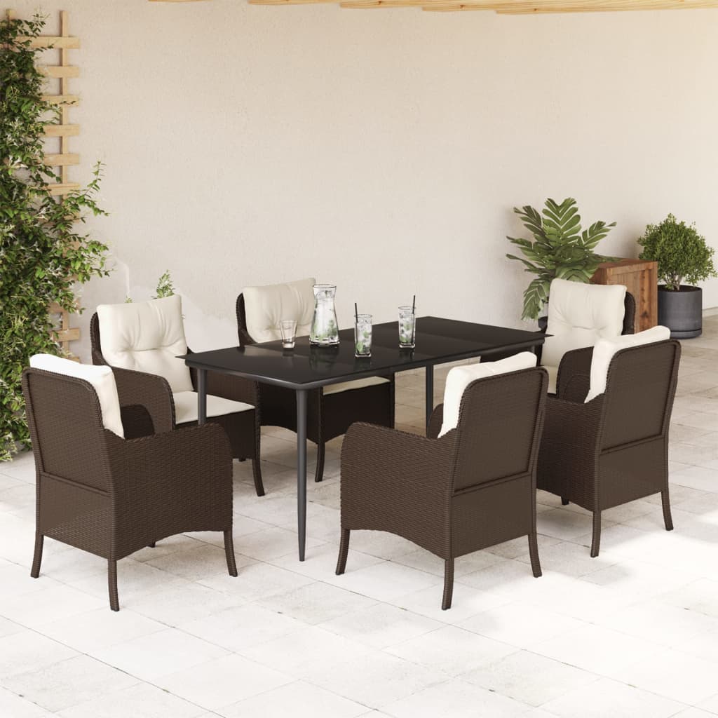 Set mobilier de grădină cu perne, 7 piese, maro, poliratan GartenMobel Dekor