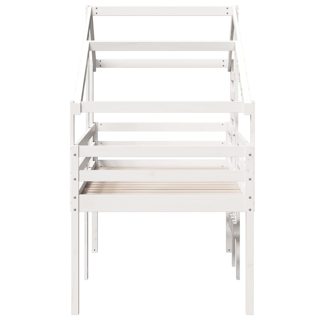 Pat înalt cu acoperiș, alb, 90x200 cm, lemn masiv de pin GartenMobel Dekor