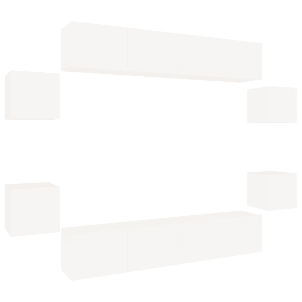 Set dulap TV, 8 piese, alb, lemn prelucrat GartenMobel Dekor