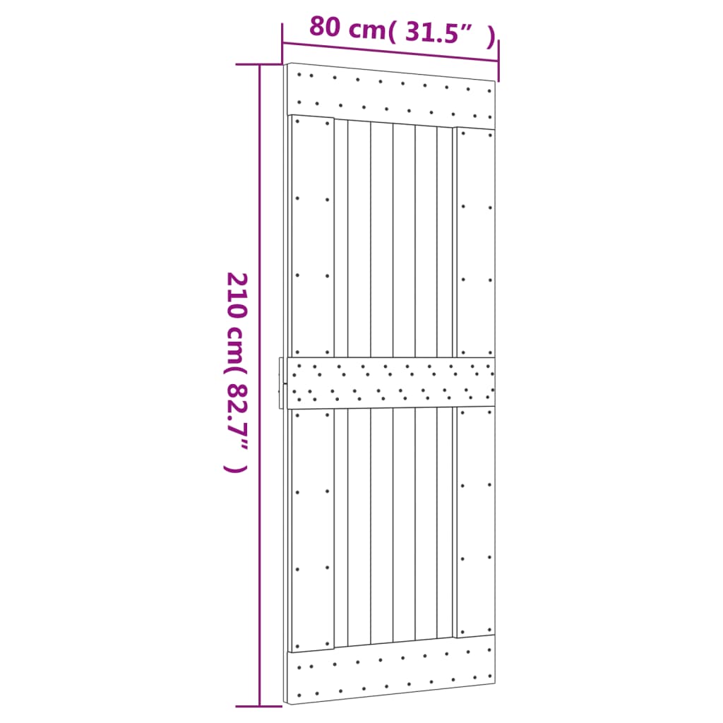 Ușă glisantă cu set de feronerie 80x210 cm, lemn masiv de pin GartenMobel Dekor
