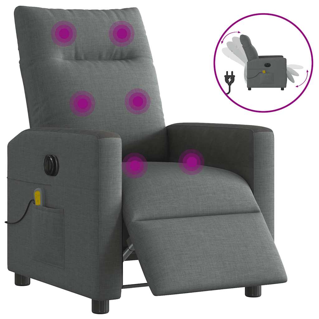 Fotoliu electric de masaj rabatabil, gri închis, textil GartenMobel Dekor