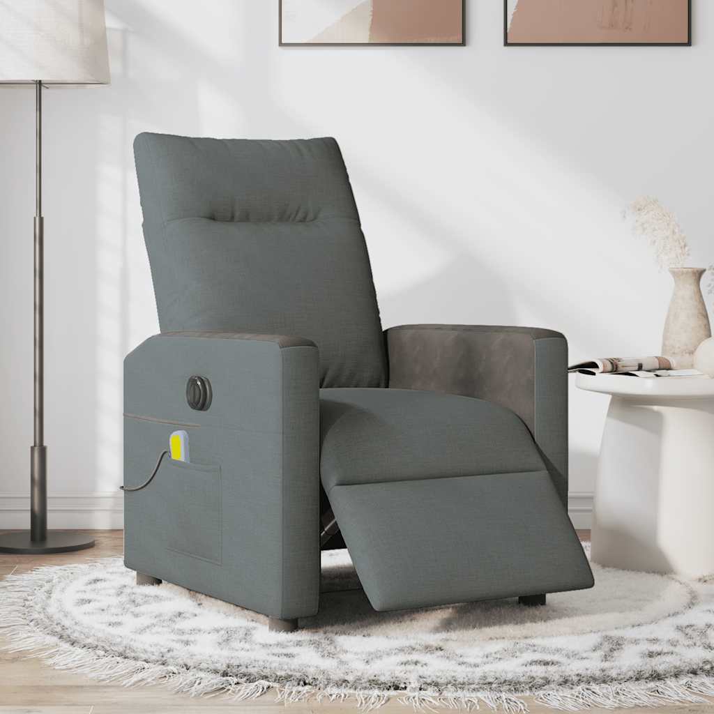 Fotoliu electric de masaj rabatabil, gri închis, textil GartenMobel Dekor
