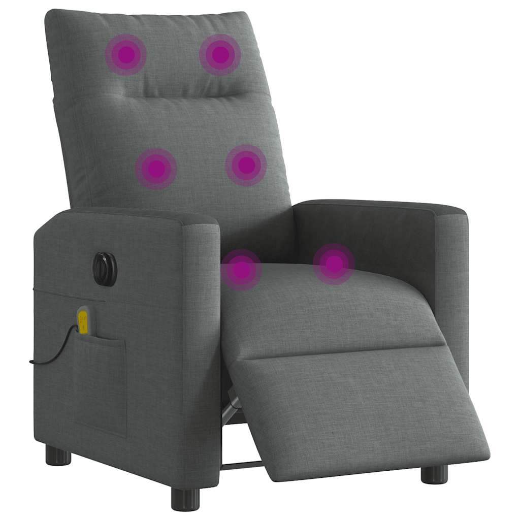 Fotoliu electric de masaj rabatabil, gri închis, textil GartenMobel Dekor