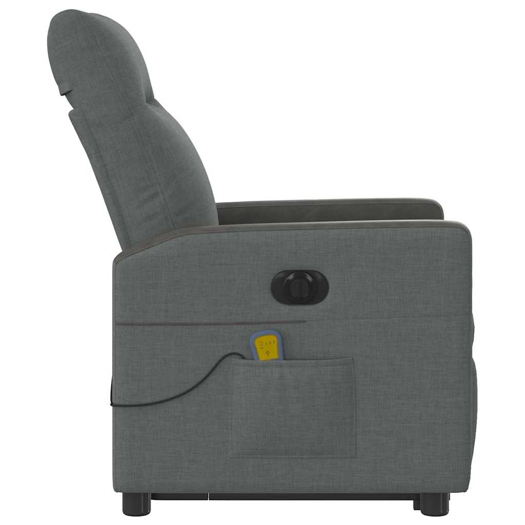 Fotoliu electric masaj rabatabil cu ridicare, gri închis textil GartenMobel Dekor