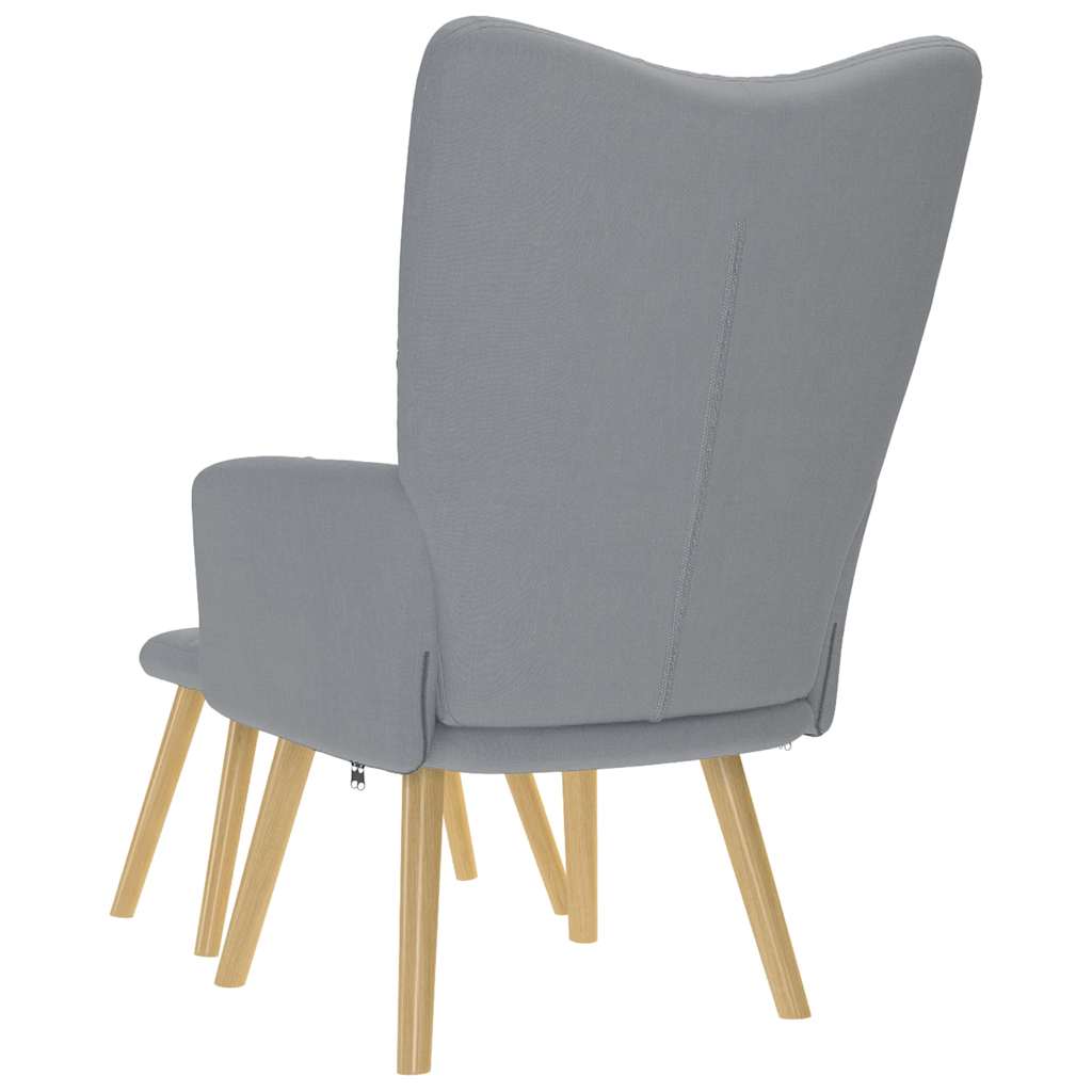 Scaun de relaxare cu taburet, gri deschis, textil GartenMobel Dekor