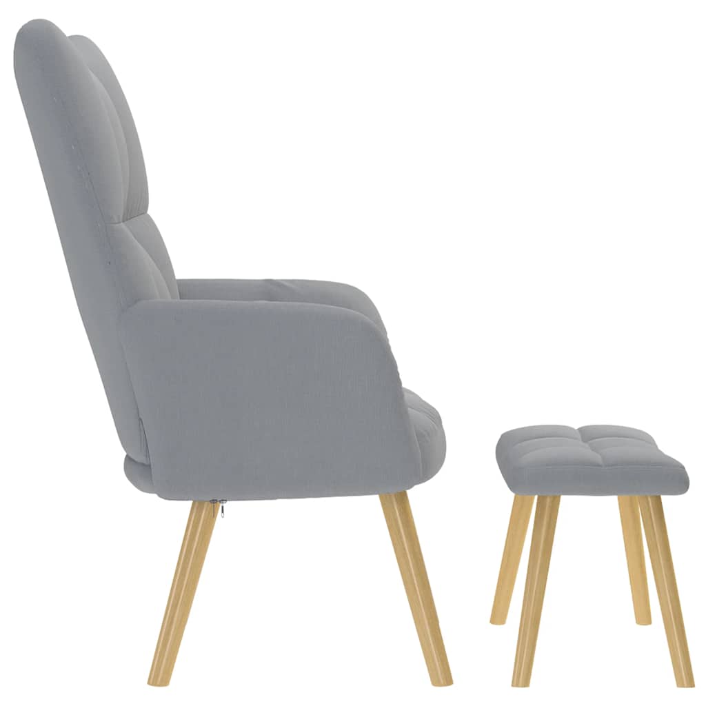 Scaun de relaxare cu taburet, gri deschis, textil GartenMobel Dekor