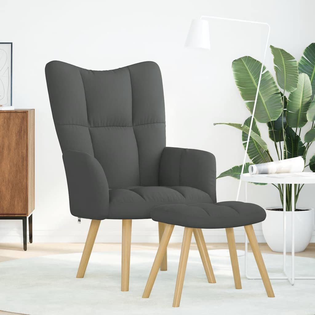 Scaun de relaxare cu taburet, gri deschis, textil GartenMobel Dekor