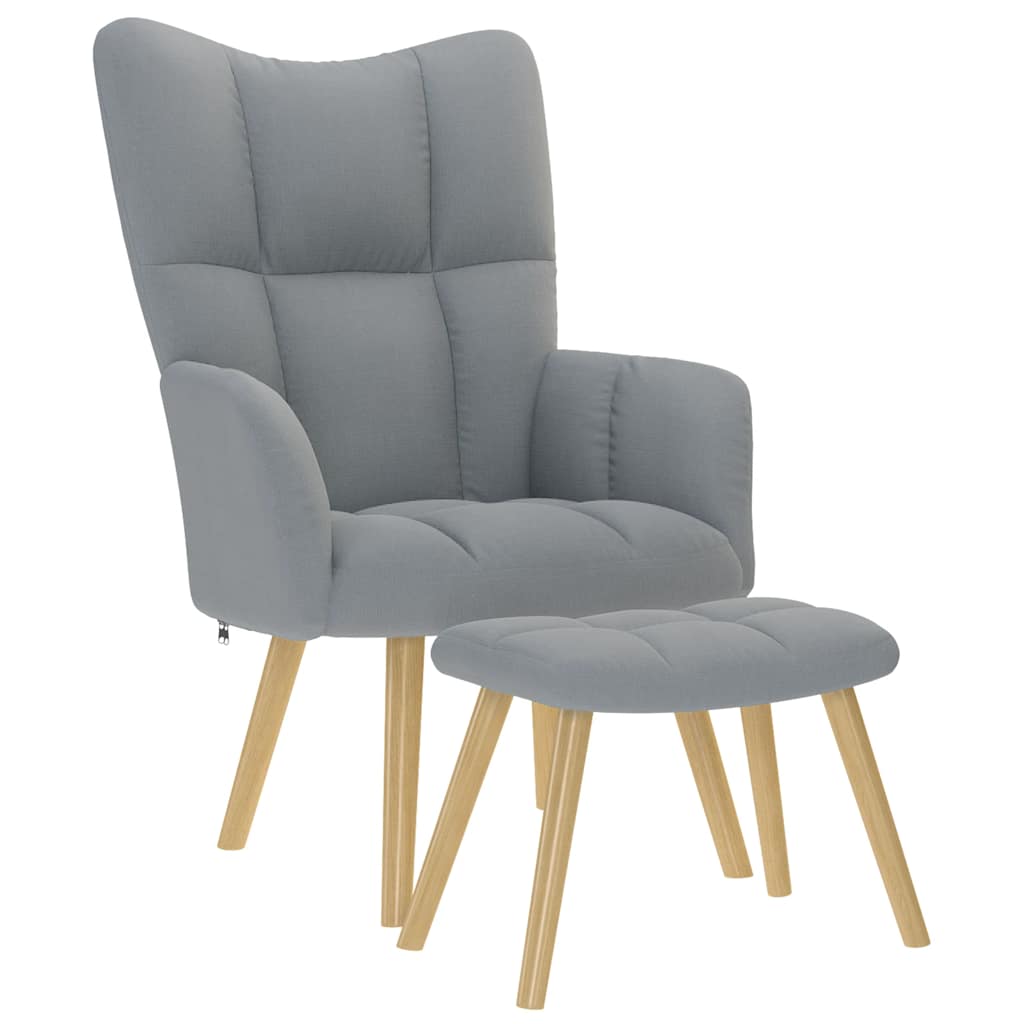 Scaun de relaxare cu taburet, gri deschis, textil GartenMobel Dekor