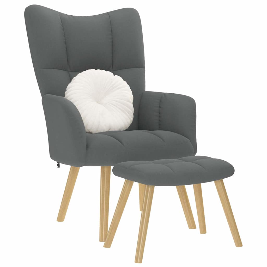 Scaun de relaxare cu taburet, gri deschis, textil GartenMobel Dekor