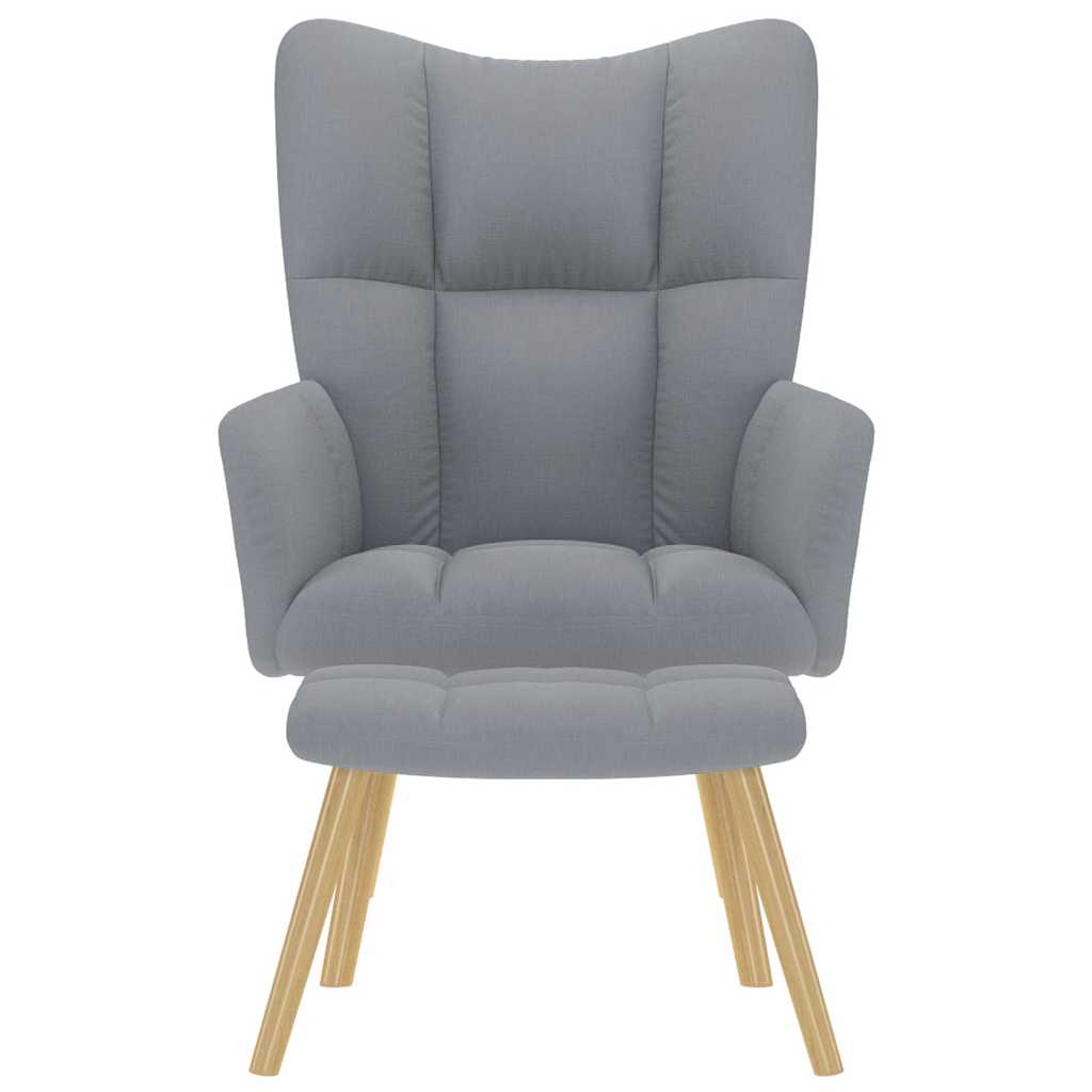 Scaun de relaxare cu taburet, gri deschis, textil GartenMobel Dekor