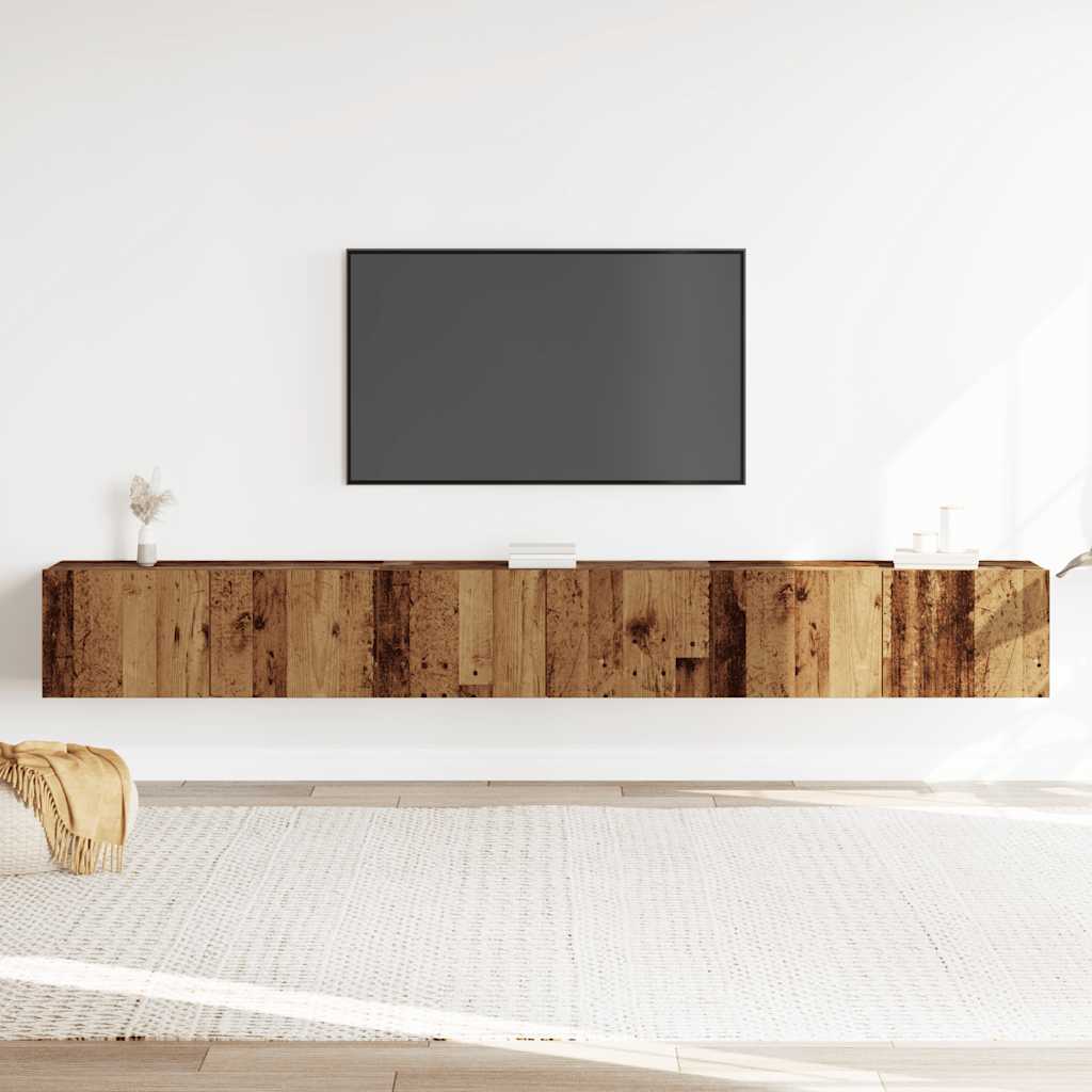 Set dulap TV 3 piese montat pe perete lemn vechi lemn prelucrat GartenMobel Dekor