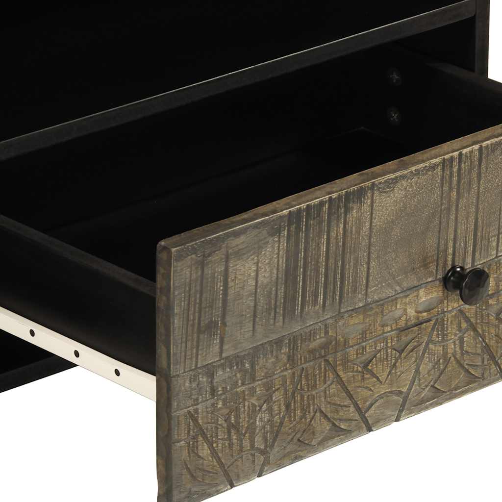 Dulap TV, negru, 80x33x46 cm, lemn masiv de mango GartenMobel Dekor