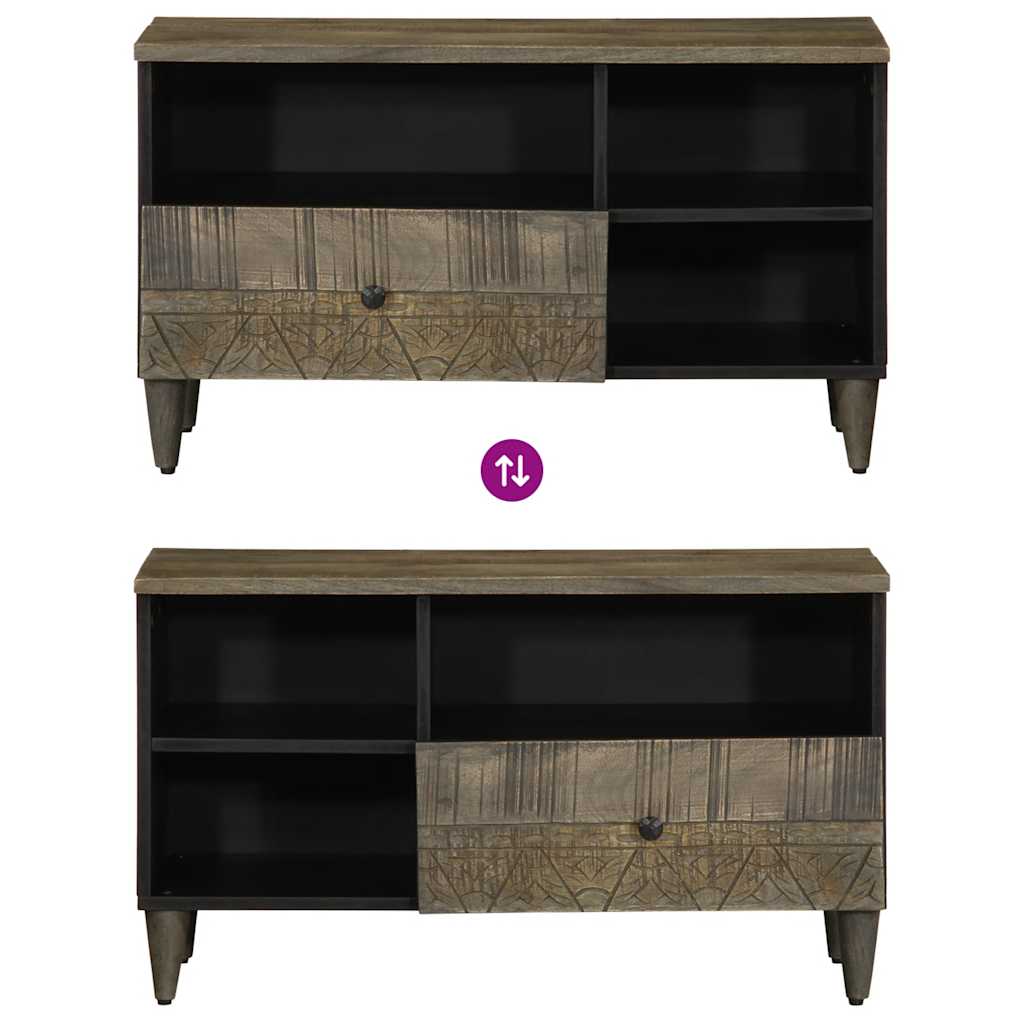 Dulap TV, negru, 80x33x46 cm, lemn masiv de mango GartenMobel Dekor