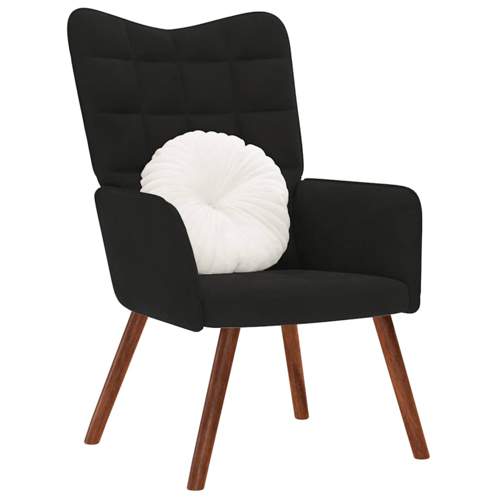 Scaun de relaxare, negru, catifea GartenMobel Dekor