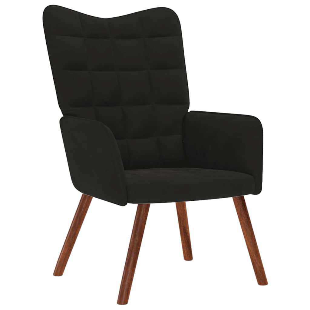 Scaun de relaxare, negru, catifea GartenMobel Dekor