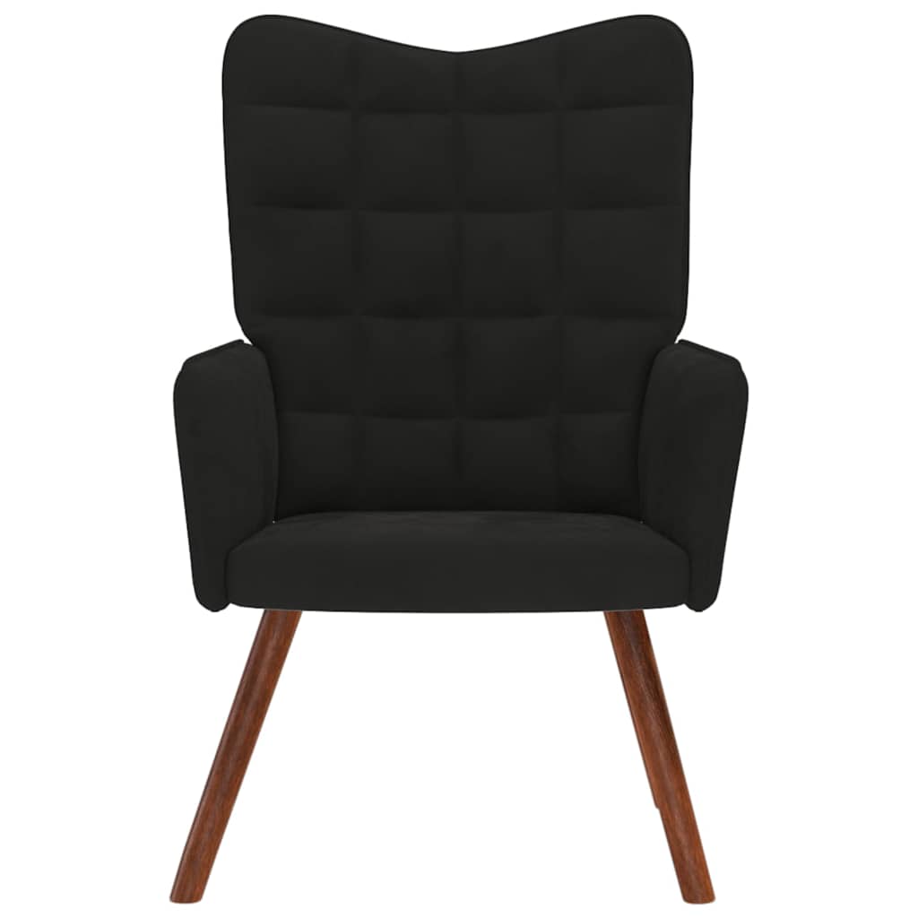Scaun de relaxare, negru, catifea GartenMobel Dekor