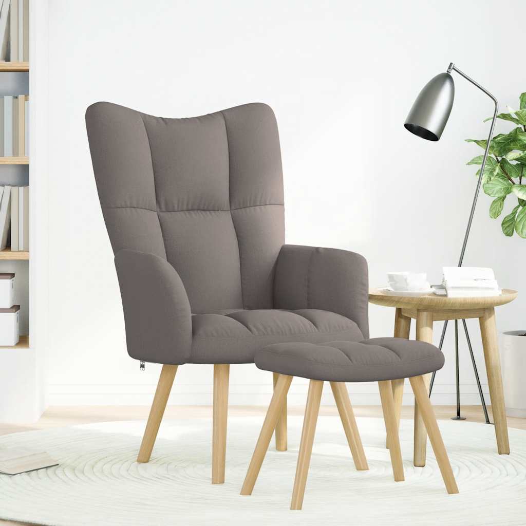Scaun de relaxare cu taburet, gri taupe, textil GartenMobel Dekor