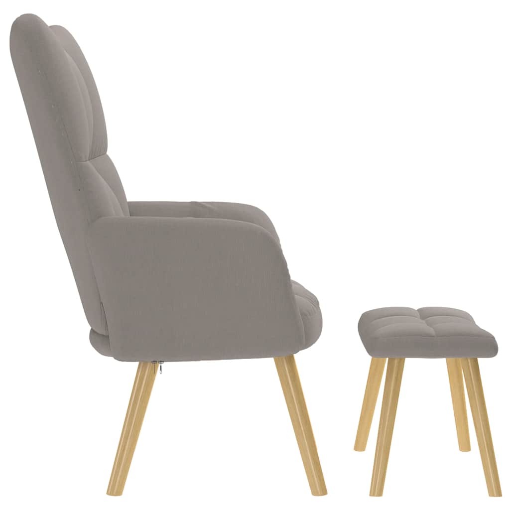 Scaun de relaxare cu taburet, gri taupe, textil GartenMobel Dekor