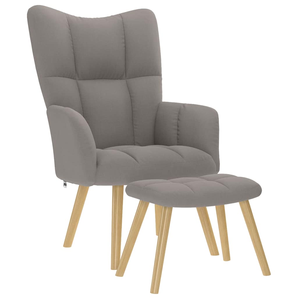 Scaun de relaxare cu taburet, gri taupe, textil GartenMobel Dekor