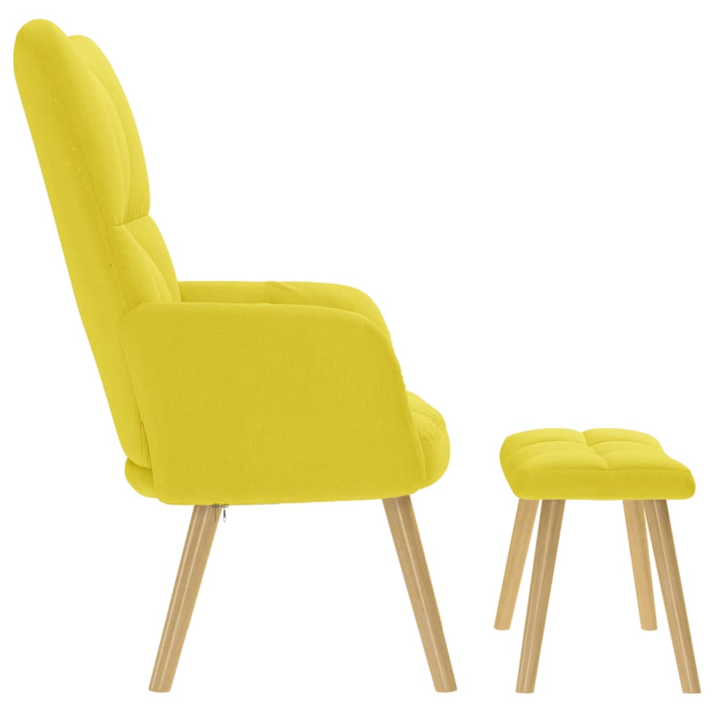 Scaun de relaxare cu taburet din material galben deschis GartenMobel Dekor