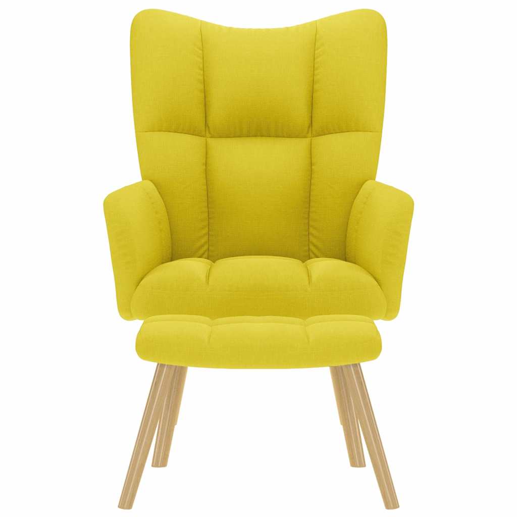 Scaun de relaxare cu taburet din material galben deschis GartenMobel Dekor