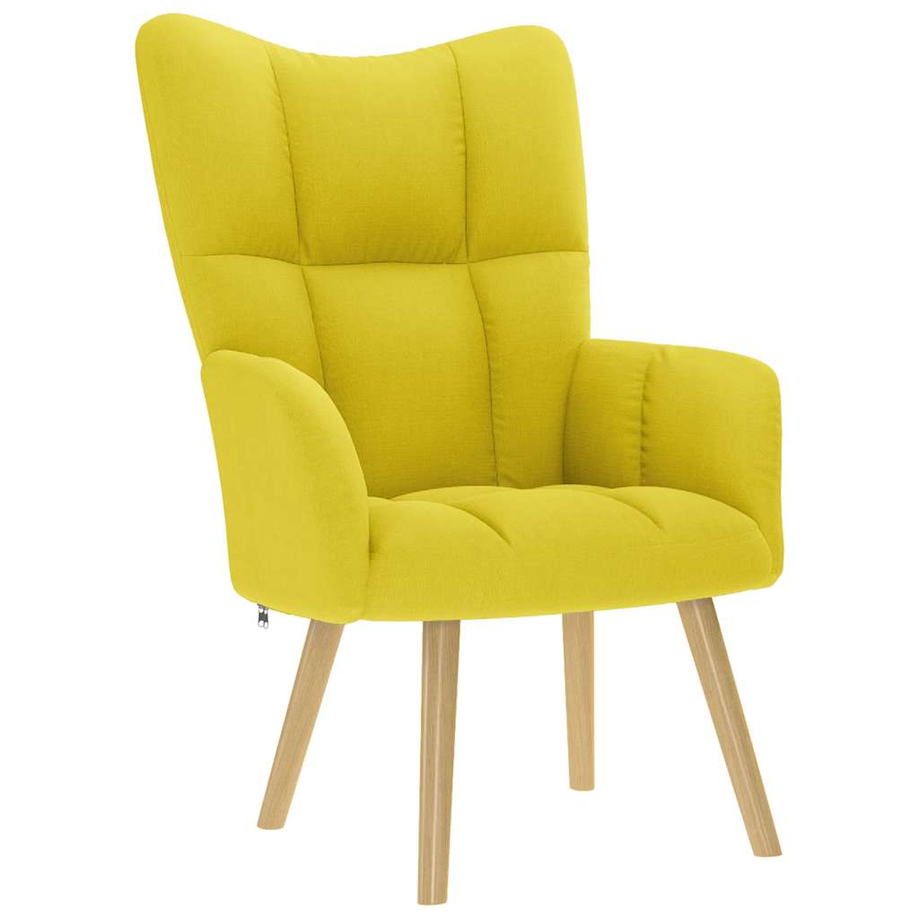 Scaun de relaxare cu taburet din material galben deschis GartenMobel Dekor